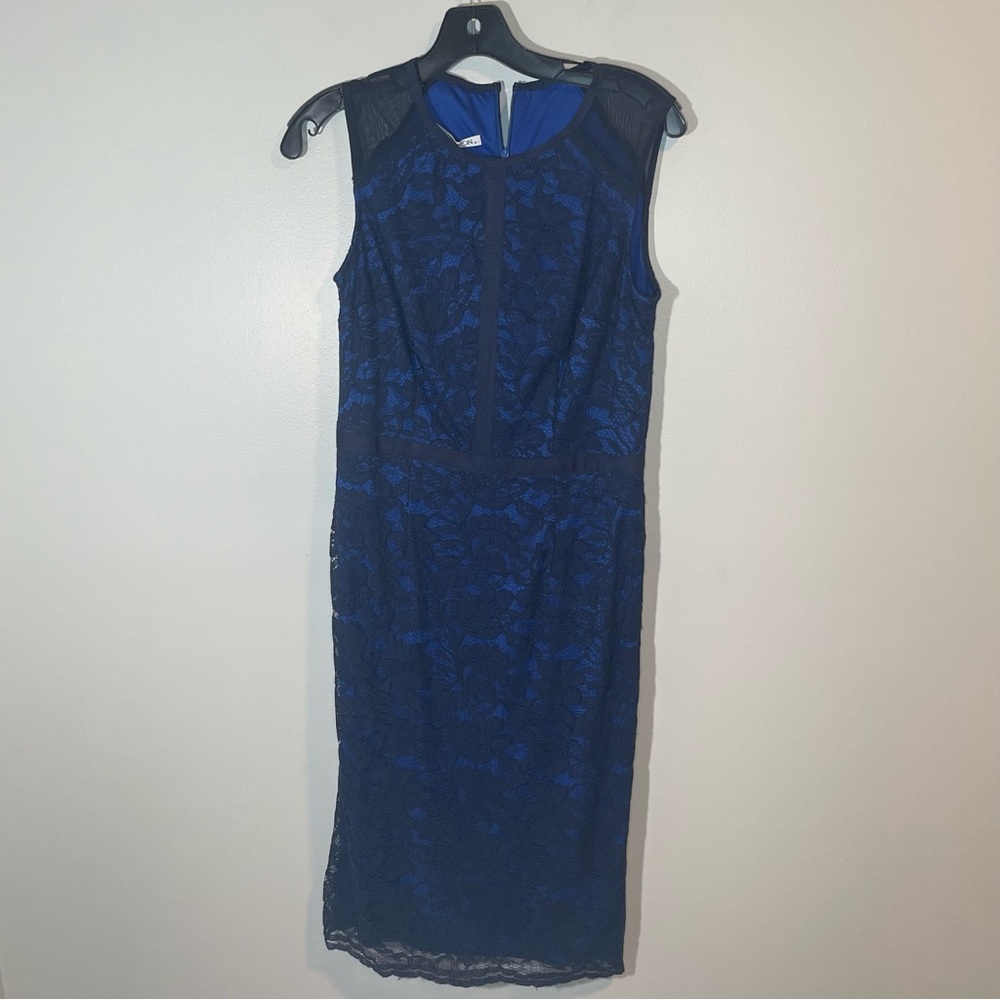 NWT Maggy London Blue Lace Sheath Sleeveless Dress 6